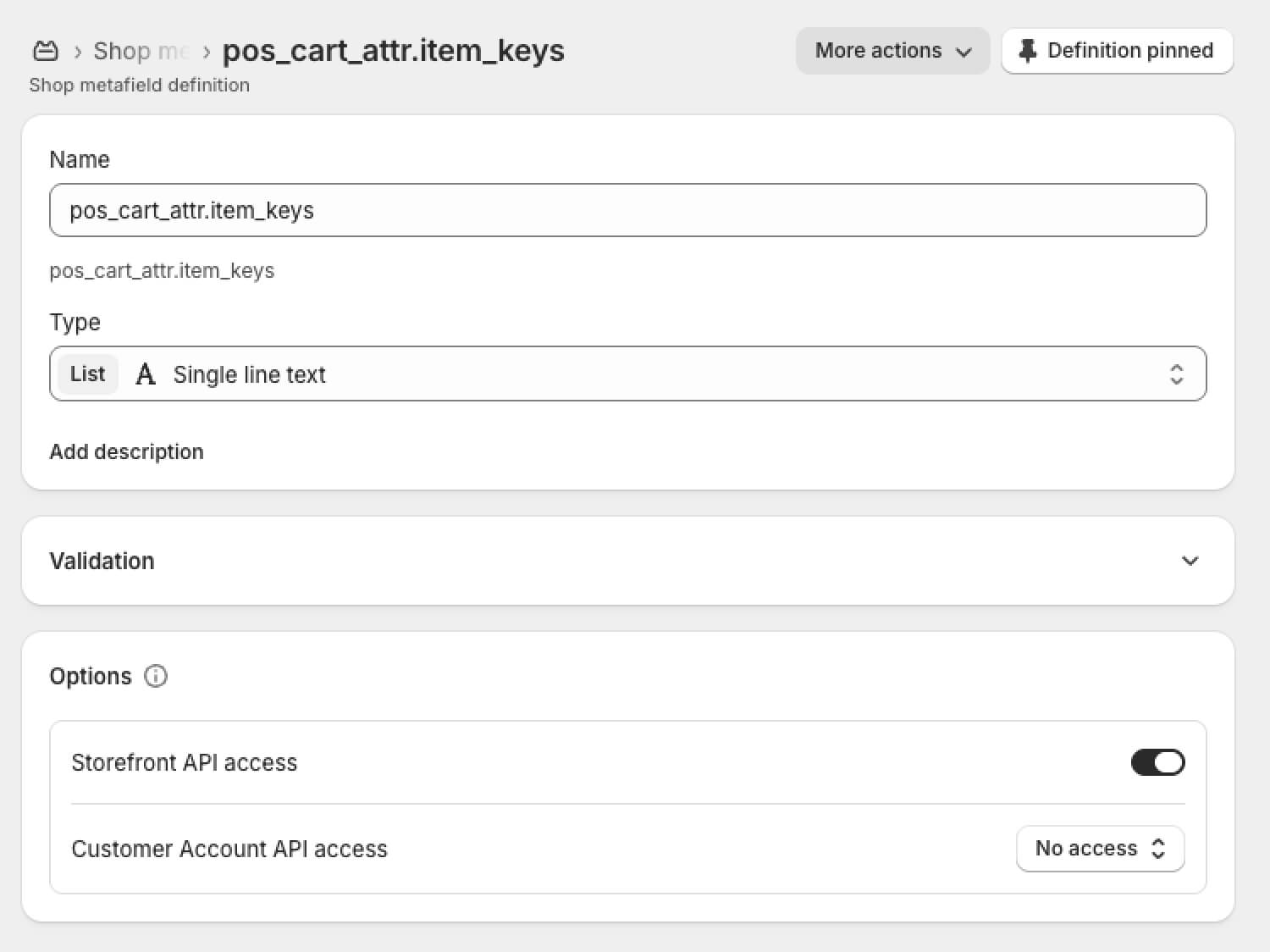 Create pos_cart_attr.item_keys Shop metafield definition