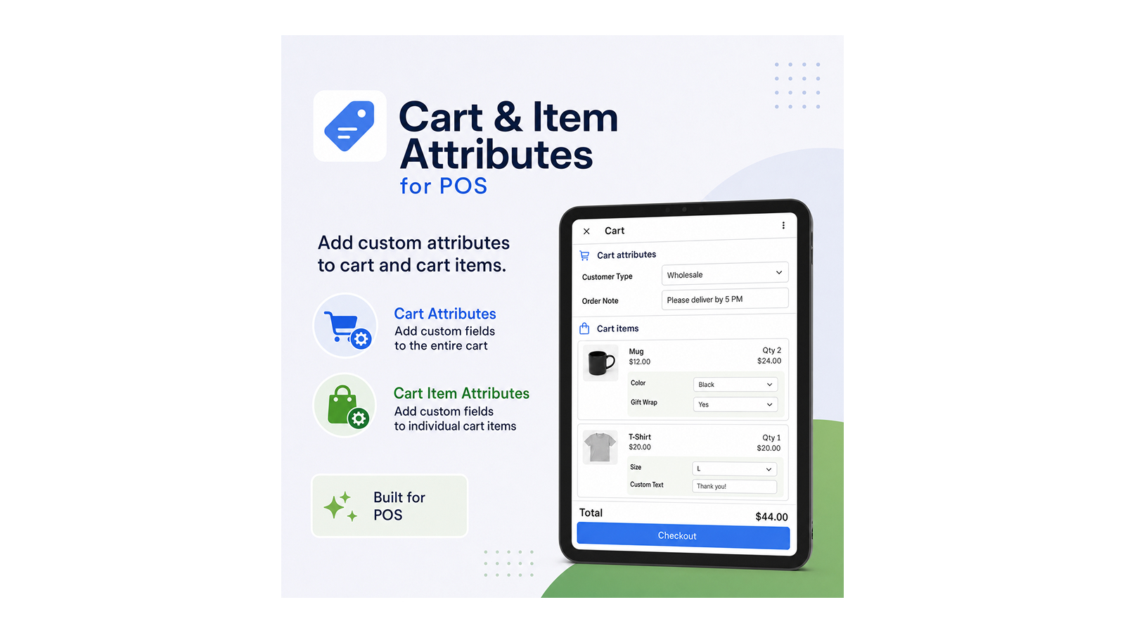 POS Cart Attributes feature overview — cart and line-item attribute capture on Shopify POS